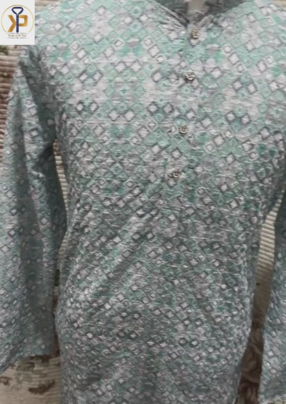 Green Chikankari Kurta Pyjama Men