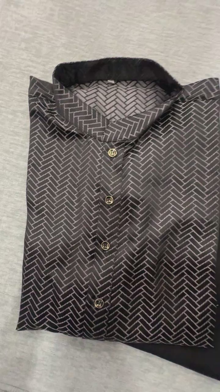 black kurta pyjama for men