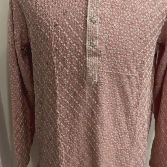 peach sequence kurta pyjama men