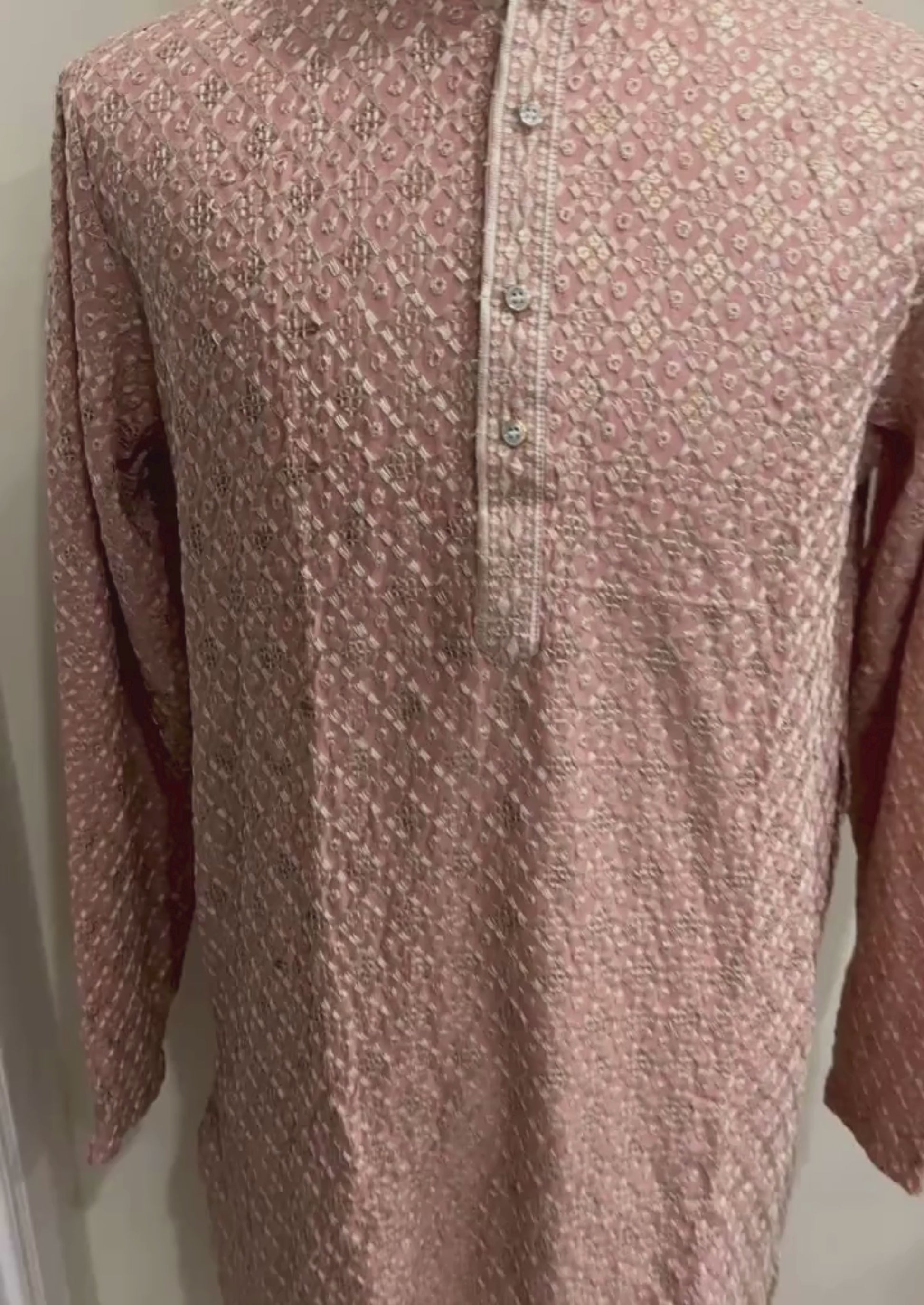 peach sequence kurta pyjama men
