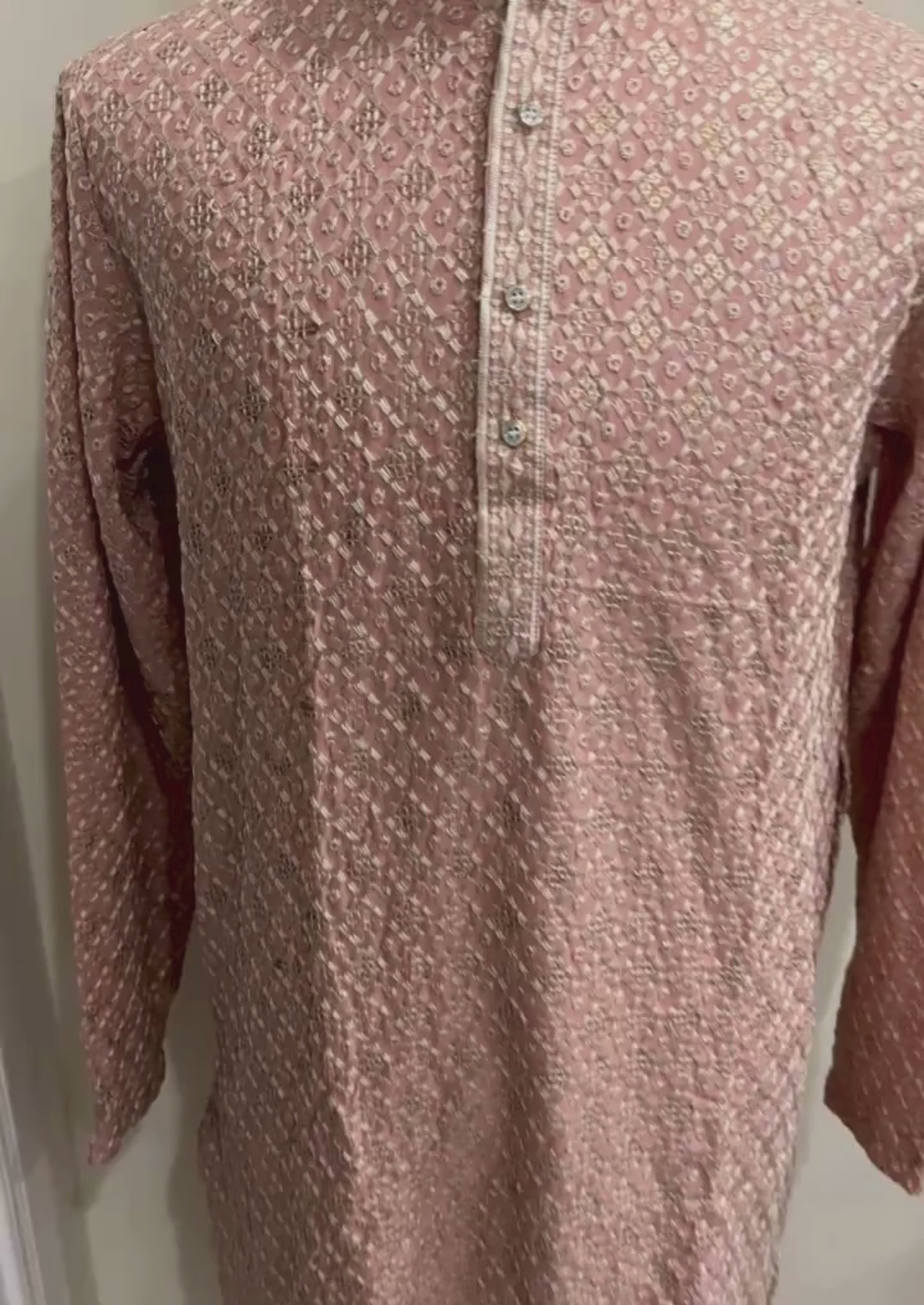 peach sequence kurta pyjama men