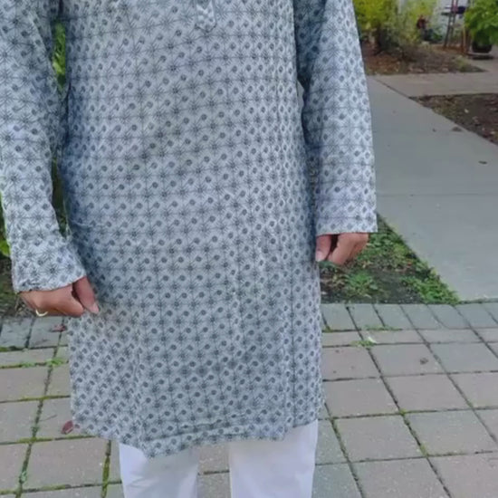 grey designer kurta pyjama