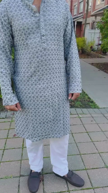 grey designer kurta pyjama