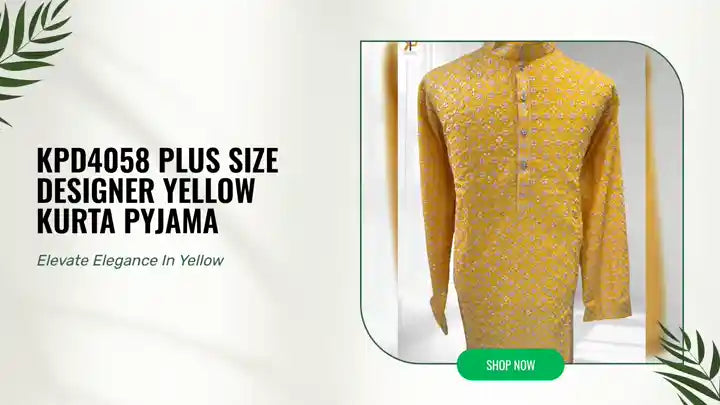 KPD4058 Plus Size Designer Yellow Kurta Pyjama by@Outfy