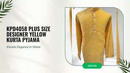 KPD4058 Plus Size Designer Yellow Kurta Pyjama by@Outfy