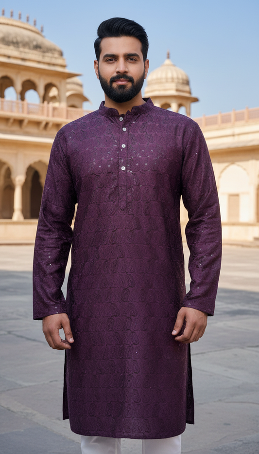 KPD6142 Deep Wine Kurta Pyjama