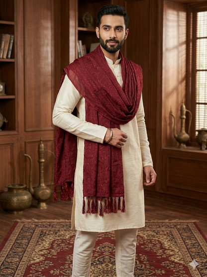 KPSH0140 Red Stole For Men