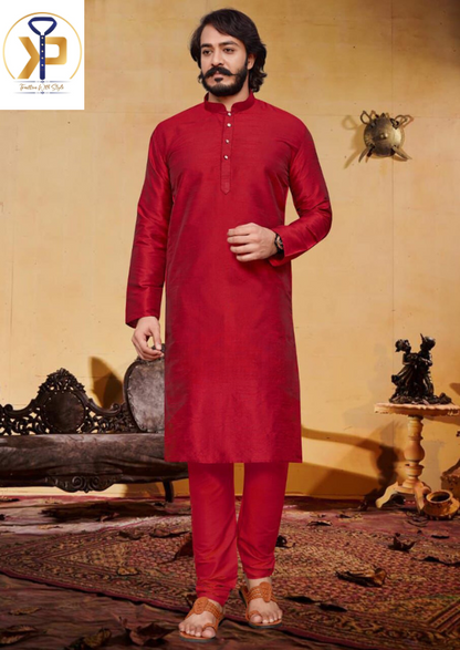 red kurta pyjama for men