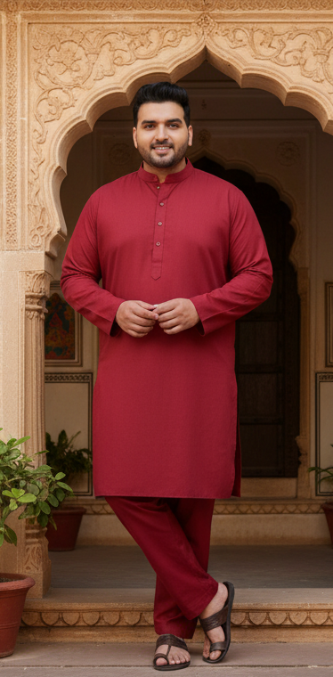 KPD4057 Plus Size Maroon Kurta Pyjama