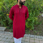 red chikankari kurta pyjama set