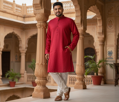 KPD4038 Plus Size Red Kurta Set